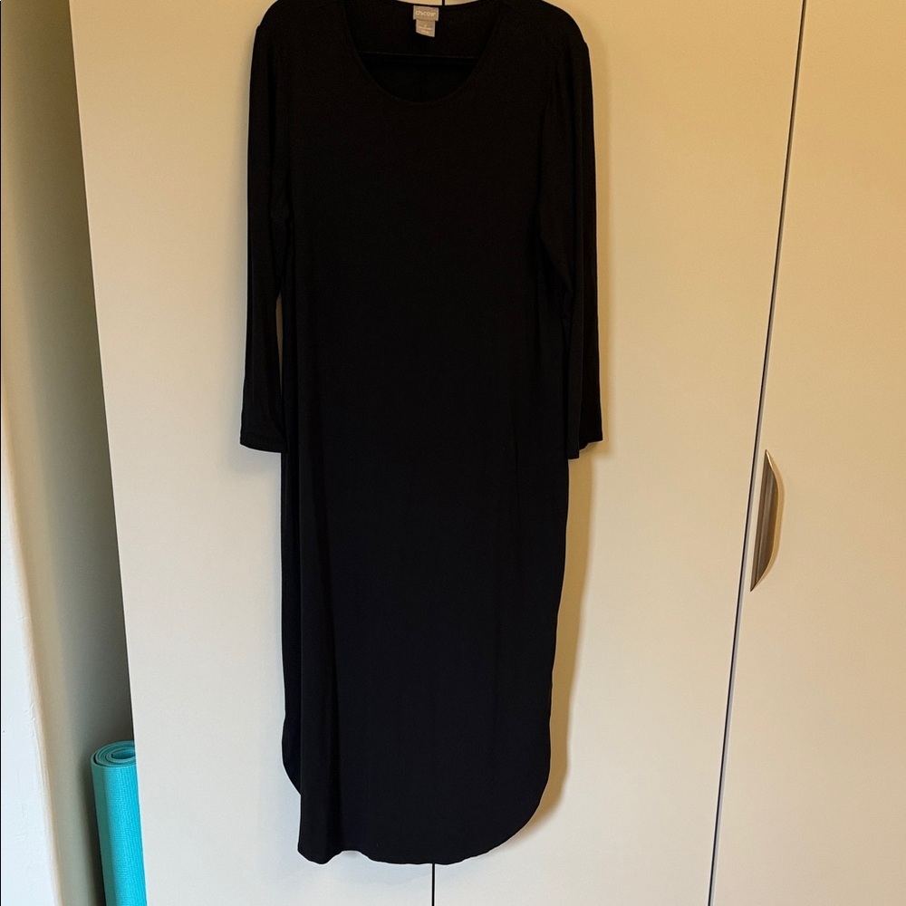 Chicos Knit Black Long Sleeve Dress Size 2